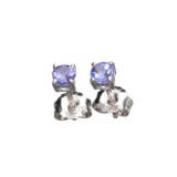 APP: 0.7k Fine Jewelry 0.70CT Round Cut Tanzanite And Sterling Silver Earrings