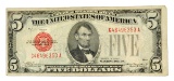 Rare 1928 $5 U.S. Red Seal Note