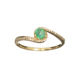 APP: 0.8k Fine Jewelry, Designer Sebastian 14KT. Gold, 0.24CT Round Cut Emerald And Diamond Ring