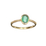 APP: 1k Fine Jewelry Designer Sebastian 14KT. Gold, 0.75CT Green Emerald And Diamond Ring