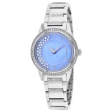 *Bulova Women's TurnStyle Round Stainless Steel Case Blue Mother of Pearl Dial Mineral Push/Pull Cro