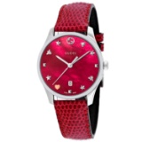 *Gucci Women's G-Timeless Round Stainless Steel Case Red Dial Sapphire Push/Pull Crown Quartz Moveme