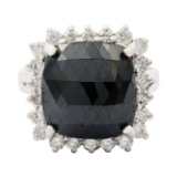 APP: 8.8k 7.22ct Fancy Black and 0.69ctw White Diamond 14KT.T White Gold Ring (Vault_R10_11237)