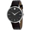 *Movado Men's Ultra slim Round Stainless Steel Case Black Dial Mineral Push/Pull Crown Quartz Moveme