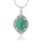 APP: 1k 13.50ct Beryl Emerald and 0.70ctw White Sapphire Silver Pendant (Vault_R10_31170)