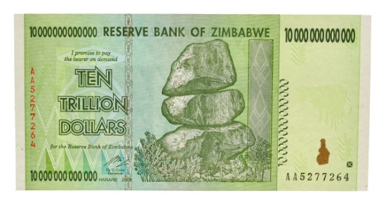 10 Trillion Dollar Zimbabwe Note