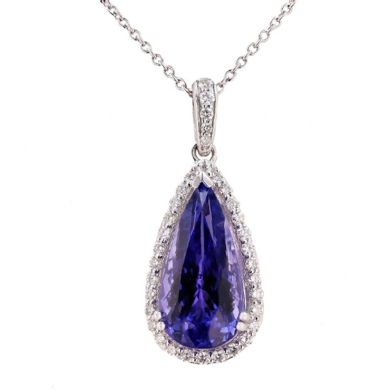 APP: 24.1k 8.90ct Tanzanite and 0.59ctw Diamond Platinum Pendant/Necklace (GIA CERTIFIED) (Vault_R10