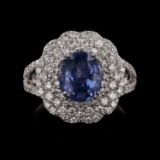 APP: 10k 3.09ct UNHEATED Blue Sapphire and 1.05ctw Diamond Platinum Ring (GIA CERTIFIED) (Vault_R10_