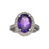 APP: 0.6k Fine Jewelry 5.47CT Oval Cut Amethyst And Sterling Silver Ring