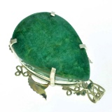 APP: 10k Fine Jewelry Designer Sebastian 303.81CT Pear Cut Green Beryl and Sterling Silver Pendant