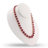 APP: 11.8k 132.71ctw Ruby and 0.28ctw Diamond Silver Necklace (Vault_R10_31302)