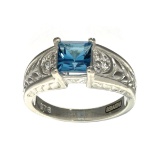 APP: 0.5k Fine Jewelry Designer Sebastian, 1.90CT Blue And White Topaz Sterling Silver Ring