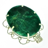 APP: 9.9k Fine Jewelry Designer Sebastian 289.25CT Oval Cut Green Beryl and Sterling Silver Pendant