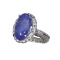 Fine Jewelry 9.75CT Oval Cut Cabochon Violet Blue Tanzanite And Platinum Over Sterling Silver Ring