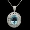 APP: 5k 30.97ct Blue Topaz and 4.28ctw Colorless Sapphire Platnium and Silver Pendant/Silver Necklac