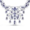 APP: 6.3k 25.74 Round Cut Sapphire and White Diamond .925 Sterling Silver Necklace -Superior Piece!