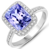 APP: 11.7k Gorgeous 14KT. White Gold 3.57 Tanzanite and Diamond Ring (Vault_P)