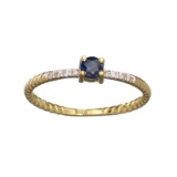 APP: 0.6k Fine Jewelry 14KT. Gold, 0.23CT Blue Sapphire And Diamond Ring