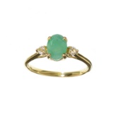 APP: 1k Fine Jewelry 14KT. Gold, 1.27CT Green Emerald And White Sapphire Ring