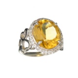 APP: 0.9k Designer Sebastian, 7.20CT Citrine And Diamond Sterling Silver Ring