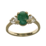 APP: 1.1k Fine Jewelry Designer Sebastian 14KT. Gold, 1.62CT Green Emerald And White Sapphire Ring