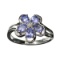 0.88CT Tanzanite and Platinum Overlay Sterling Silver Ring