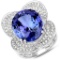 APP: 60.6k *18KT. White Gold 18.99 Oval Cut Tanzanite and White Diamond Ring (Vault_Q) (QR23403TANWD