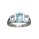 APP: 0.4k Fine Jewelry 3.21CT Rectangular Cut Blue Topaz And Sterling Silver Ring