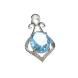 APP: 0.4k Fine Jewelry 5.20CT Blue Topaz And White Sapphire Sterling Silver Pendant