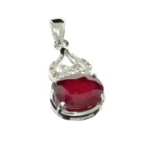 APP: 2.2k Fine Jewelry 4.11CT Ruby And Colorless Topaz Platinum Over Sterling Silver Pendant