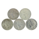 Extremely Rare (5) Misc. U.S. Peace Type Silver Dollar Coin  - Great Investment!