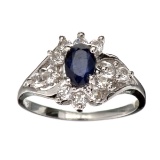 Fine Jewelry Designer Sebastian 0.80CT Blue Sapphire And Topaz  Platinum Over Sterling Silver Ring