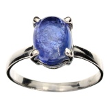 APP: 1k Fine Jewelry Designer Sebastian 3.75CT Oval Cut Cabochon Tanzanite and Sterling Silver Ring
