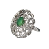 APP: 1.6k Fine Jewelry 0.60CT Oval Cut Green Beryl Emerald And Platinum Over Sterling Silver Ring