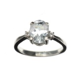 APP: 0.9k Fine Jewelry 1.50CT Aquamarine And Colorless Topaz Platinum Over Sterling Silver Ring