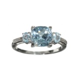 APP: 0.3k Fine Jewelry 2.91CT Blue Topaz And White Sapphire Sterling Silver Ring