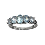APP: 0.5k Fine Jewelry 1.75CT Oval Cut Blue Topaz And Platinum Over Sterling Silver Ring