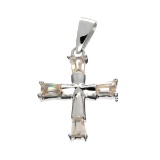 Fine Jewelry Designer Sebastian, French Cubic Zironia And Sterling Silver Cross Pendant