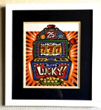 Burton Morris - ''''Slot Machine'''' Orange Framed Giclee Original Signature