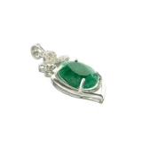 APP: 0.6k Fine Jewelry 8.00CT Oval Cut Green Beryl And White Sapphire Over Sterling Silver Pendant