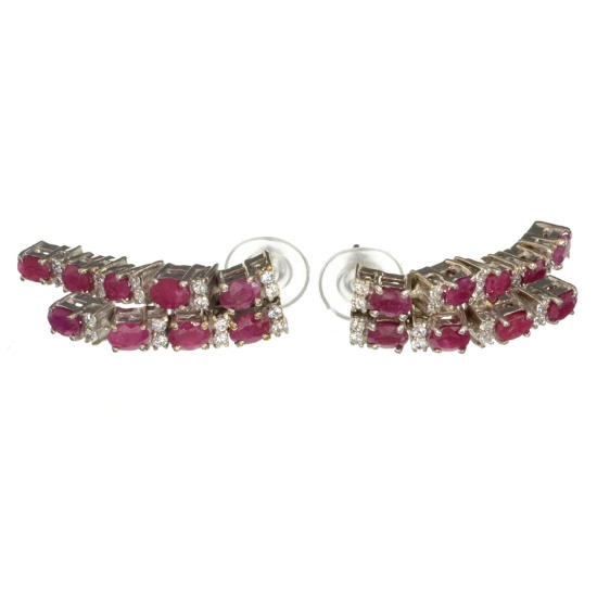 APP: 2.3k Fine Jewelry 3.05CT Ruby And Quartz Platinum Over Sterling Silver Earrings