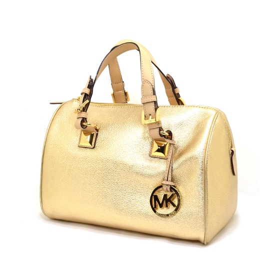 Brand New Michael Kors Grayson Leather Pale Gold Medium Tote