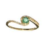 Designer Sebastian 14KT. Gold 0.32CT Emerald and 0.07CT Round Brilliant Cut Diamond Ring