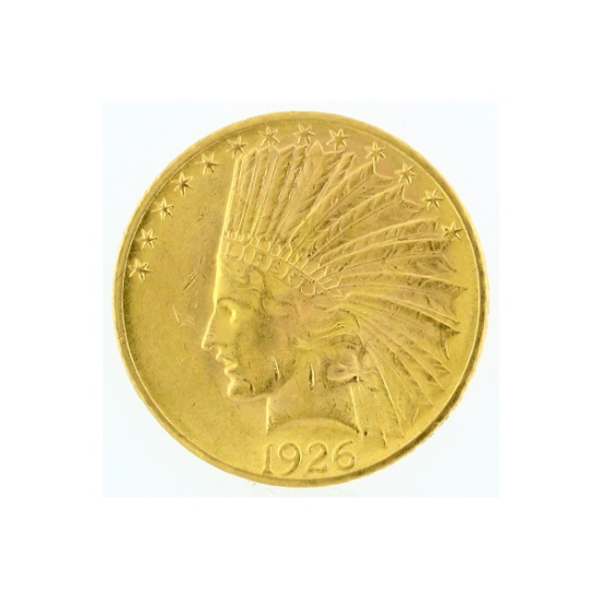 Rare 1926 $10 Indian Head Gold Coin Great Investment (DF)