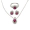 Fine Jewelry 3.18CT Ruby And  White Topaz Sterling Silver Ring, Earrings & Pendant W Chain Set
