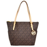 ^Brand New Michael Kors Signature Jet Set Brown East West TZ Tote