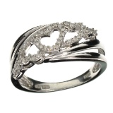 0.20CT Diamond and Platinum Overlay Sterling Silver Ring