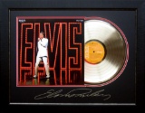 *Rare Elvis Presley NBC TV Special Album Cover and Gold Record Museum Framed Collage - Plate Signed