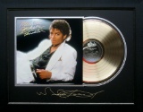 *Rare Michael Jackson Thriller Album Cover and Gold Record Museum Framed Collage - Plate Signed
