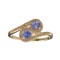 Designer Sebastian 14KT. Gold 0.42CT Pear Cut Tanzanite and 0.14CT Round Brilliant Cut Diamond Ring